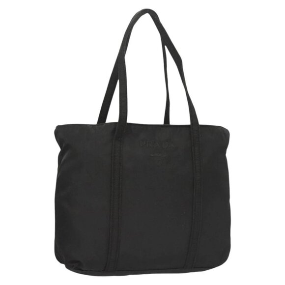 PRADA Tote Bag Nylon Black Silver Auth 121202 - Picture 1 of 16